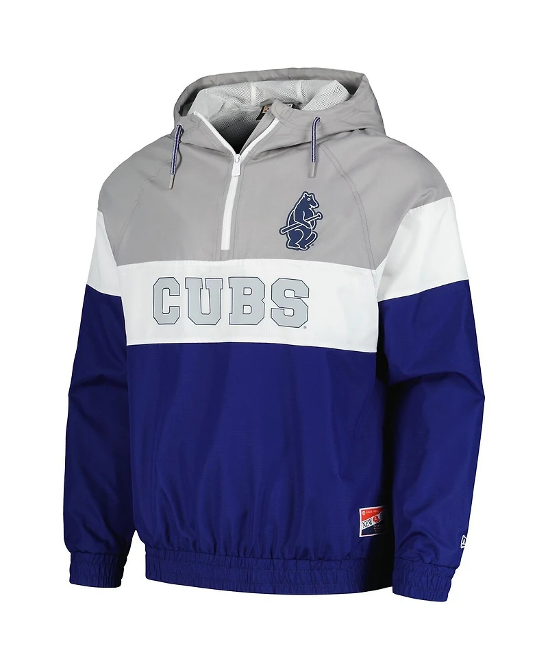 New Era Men's Royal Chicago Cubs Ripstop Raglan Quarter-Zip Hoodie Windbreaker Jacket