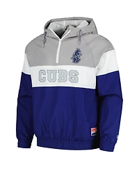 New Era Men's Royal Chicago Cubs Ripstop Raglan Quarter-Zip Hoodie Windbreaker Jacket