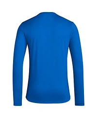 Adidas Men's Royal Kansas Jayhawks Alternate Pre-Game Hook AeroReady Long Sleeve T-Shirt