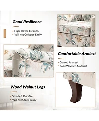Ewert Comfy Floral Fabric Pattern Armchair with Wingback Design