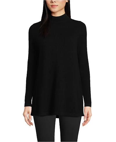 Lands' End Women's Cashmere Mock Neck Swing Tunic Sweater