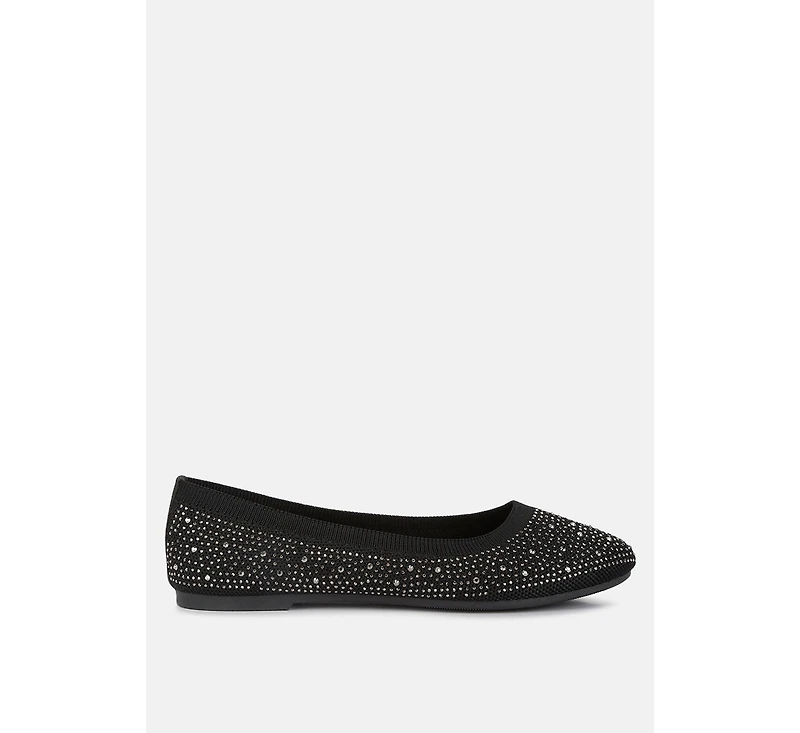 Splash rhinestones embellished ballet flats
