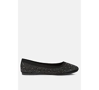 Splash rhinestones embellished ballet flats