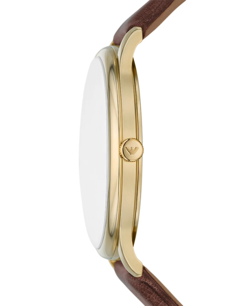 Emporio Armani Men's Brown Leather Strap Watch 42mm