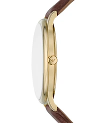 Emporio Armani Men's Brown Leather Strap Watch 42mm