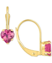 Pink Sapphire Heart-Shaped Solitaire Leverback Earrings (1-1/10 ct. t.w.) 10k Gold