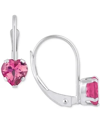 Pink Sapphire Heart-Shaped Solitaire Leverback Earrings (1-1/10 ct. t.w.) in 10k Gold