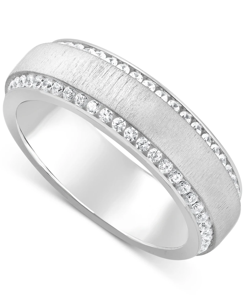 Men's Diamond Border Textured Eternity Band (1 ct. t.w.) 10k White, Yellow or Rose Gold