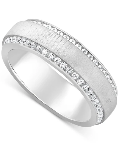 Men's Diamond Border Textured Eternity Band (1 ct. t.w.) 10k White, Yellow or Rose Gold