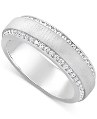 Men's Diamond Border Textured Eternity Band (1 ct. t.w.) 10k White, Yellow or Rose Gold