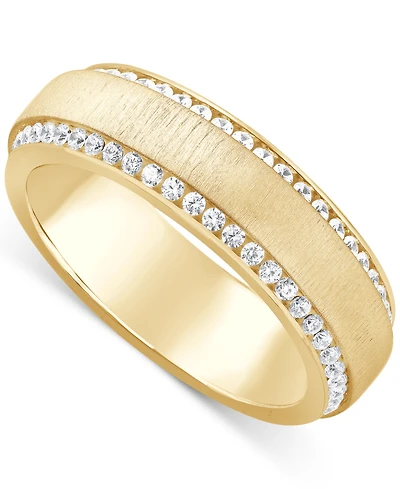 Men's Diamond Border Textured Eternity Band (1 ct. t.w.) 10k White, Yellow or Rose Gold