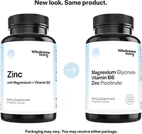 Wholesome Story 3-in-1 Zinc Picolinate Magnesium Glycinate Supplements with Vitamin B6 | Magnesium and Zinc Vitamin | Reproductive & Fertility Health,