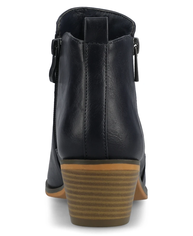 Journee Collection Women's Rebel Zipper Stacked Heel Booties