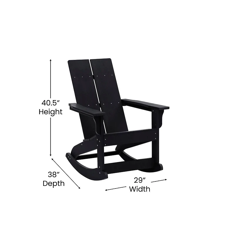 Set Of 2 Wellington Uv Treated All-Weather Polyresin Adirondack Rocking Chair For Patio, Sunroom, Deck And More