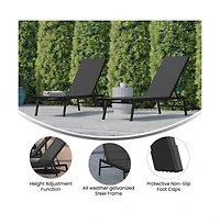 Braelin Set Of 2 Text Ilene Adjustable 5 Position Patio Chaise Lounge And Metal Frame Chair