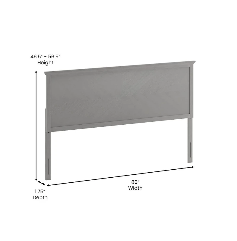 Merrick Lane Marta King Herring Bone Wooden Adjustable Headboard Only