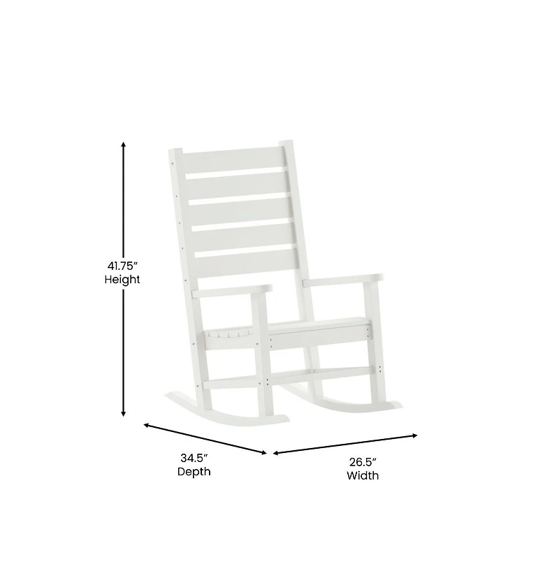 Fielder Contemporary Rocking Chair, All-Weather Hdpe Indoor/Outdoor Rocker