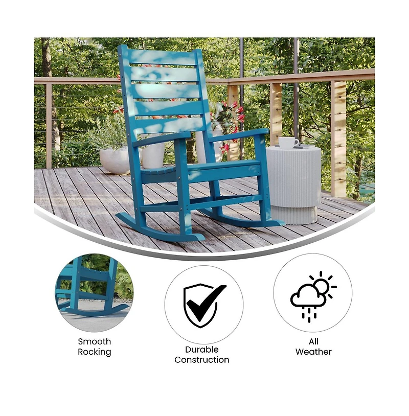 Fielder Contemporary Rocking Chair, All-Weather Hdpe Indoor/Outdoor Rocker