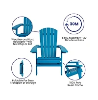 Set Of Riviera Poly Resin Folding Adirondack Lounge Chair