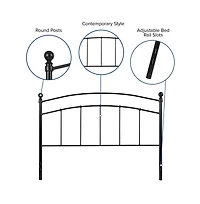 Merrick Lane Kildare Queen Metal Headboard Contemporary Arched Headboard With Adjustable Rail Slots
