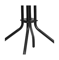 23.75" Round Tempered Glass Metal Table With Smooth Ripple Design Top