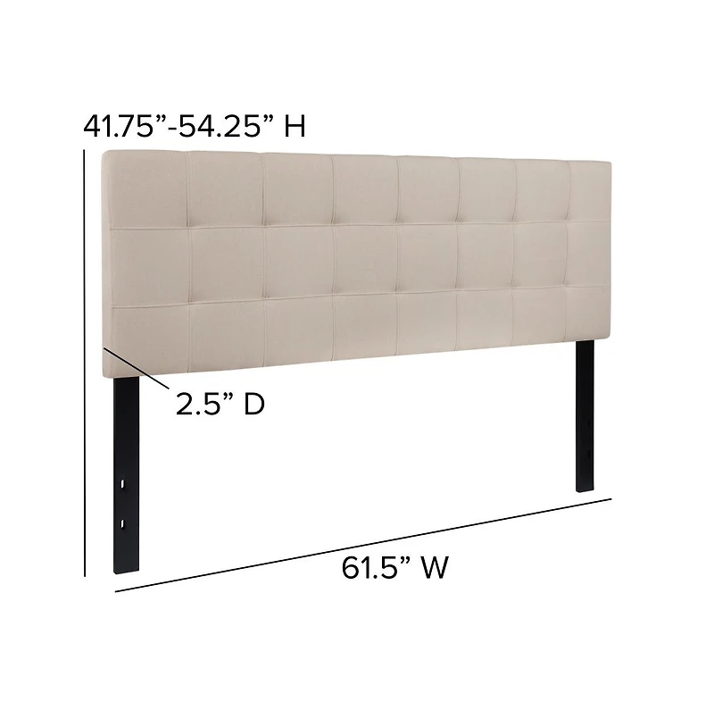 Quilted Tufted Queen Upholstered Headboard