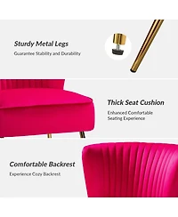 Hulala Home Velvet Accent Chair with Gold Metal Legs for Bedroom Guest Room Vanity