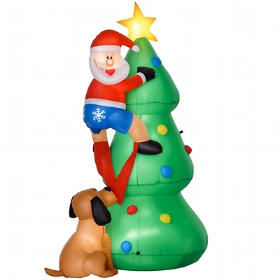 Homcom 6' Christmas Outdoor Santa Claus & Tree Yard Inflatable Led Holiday Decoration