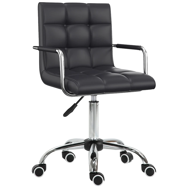 Homcom Executive Pu Leather Office Mid-back Ergonomic Swivel Computer Desk