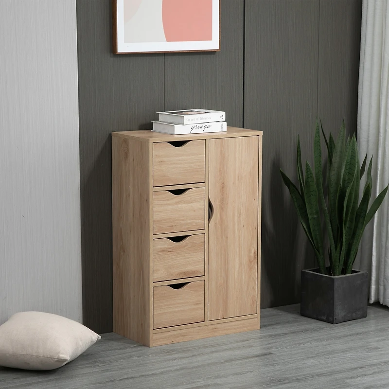 Homcom Wooden Storage Cabinet Organizer with 4 Drawers and 1 Shelf