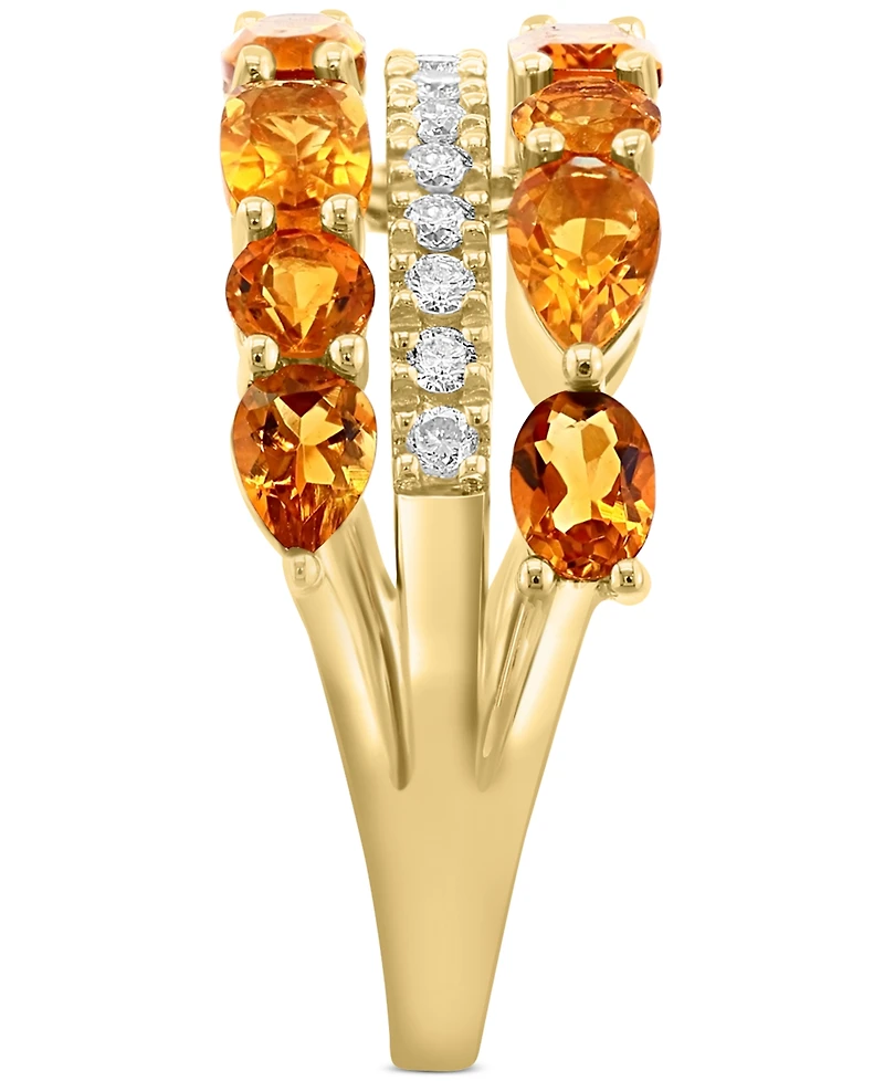Effy Citrine (2-1/3 ct. t.w.) & Diamond (1/5 ct. t.w.) Multirow Ring in 14k Gold