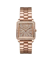 Jbw Women's Cristal Quartz 18K Rose Gold-Plated Stainless Steel Watch Set, 28mm