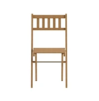 Merrick Lane Stora Set Of 2 Solid Acacia Wood Armless Folding Patio Bistro Chairs With Slatted Backs And Seats