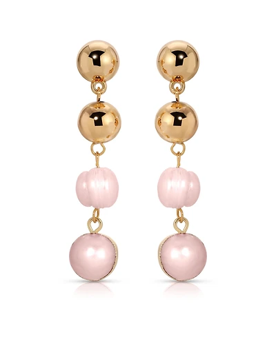 Ettika Pink Freshwater Pearl Gold Drop Earrings