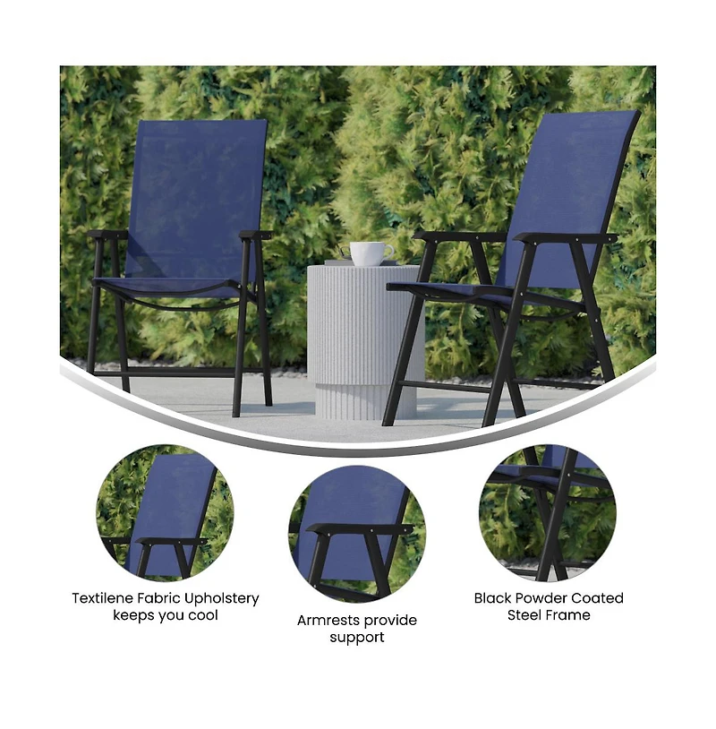 Outdoor Folding Patio Sling Chair / Portable (2 Pack)