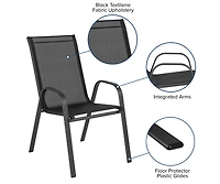 Set Of 4 Manado Series Metal Stacking Patio Chairs With Flex Comfort Material