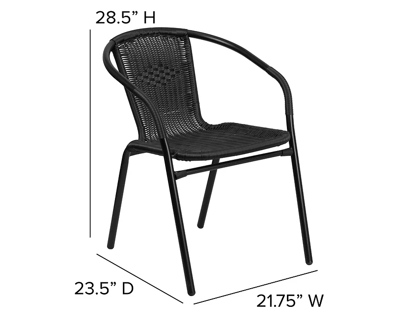 Pack Rattan Indoor-Outdoor Restaurant Stack Chair With Curved Back