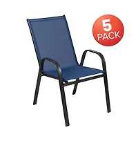 5 Pack. Outdoor Stack Chair With Flex Comfort Material And Metal Frame