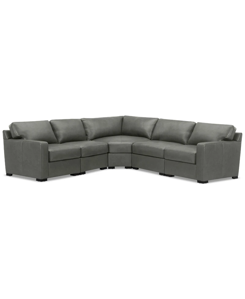 Radley 113" 5-Pc. Leather Wedge L Shape Modular Sectional, Created for Macy's