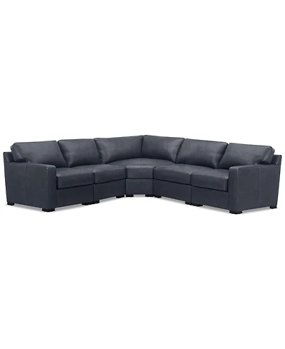 Radley 113" 5-Pc. Leather Wedge L Shape Modular Sectional, Created for Macy's