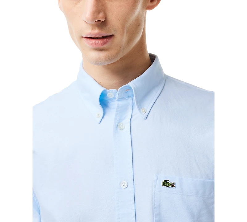 Lacoste Men's Woven Long Sleeve Button-Down Oxford Shirt