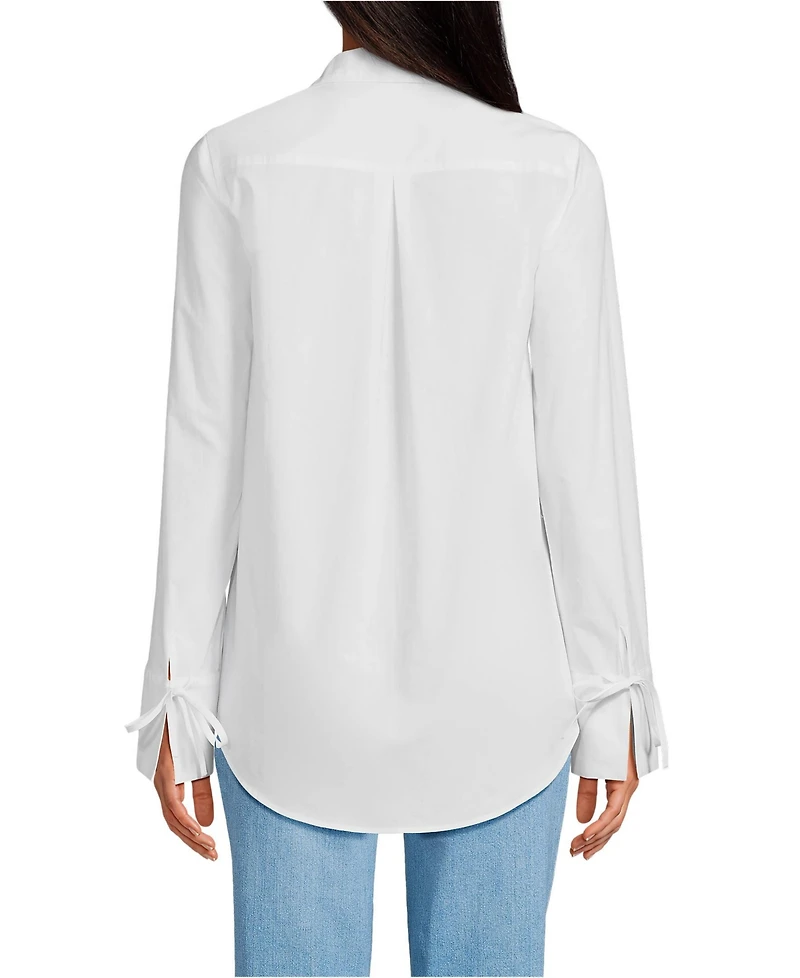 Lands' End Women's Poplin Tie Sleeve Shirt