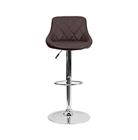 Bucket Seat Adjustable Height Barstool With Diamond Pattern Back