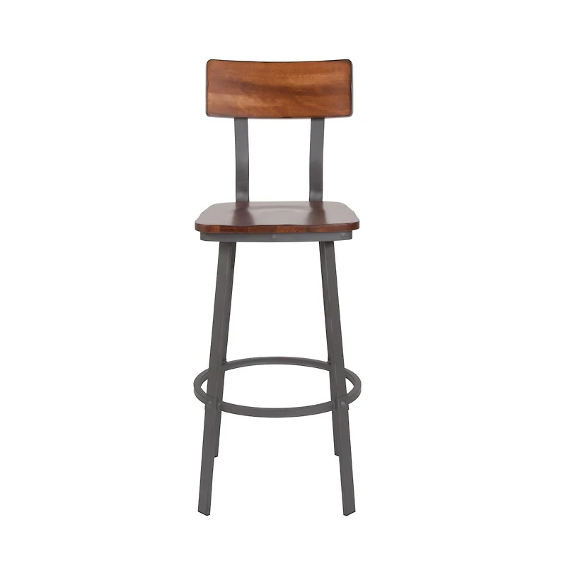 Restaurant Barstool With Wood Seat & Back And Powder Coat Frame