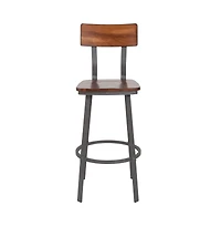 Restaurant Barstool With Wood Seat & Back And Powder Coat Frame