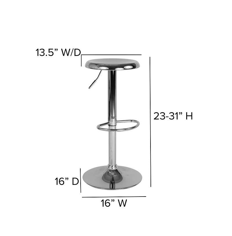 Audrey Retro Style Height Adjustable Barstool With Footrest