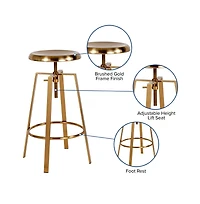 Serling Series Industrial Style Bar Stool With Height Adjustable Swivel Seat