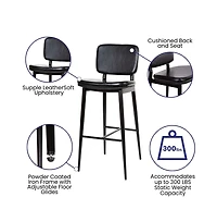 Regency Barstools Contemporary Metal Frame Stools With Integrated Footrest - Set Of 2