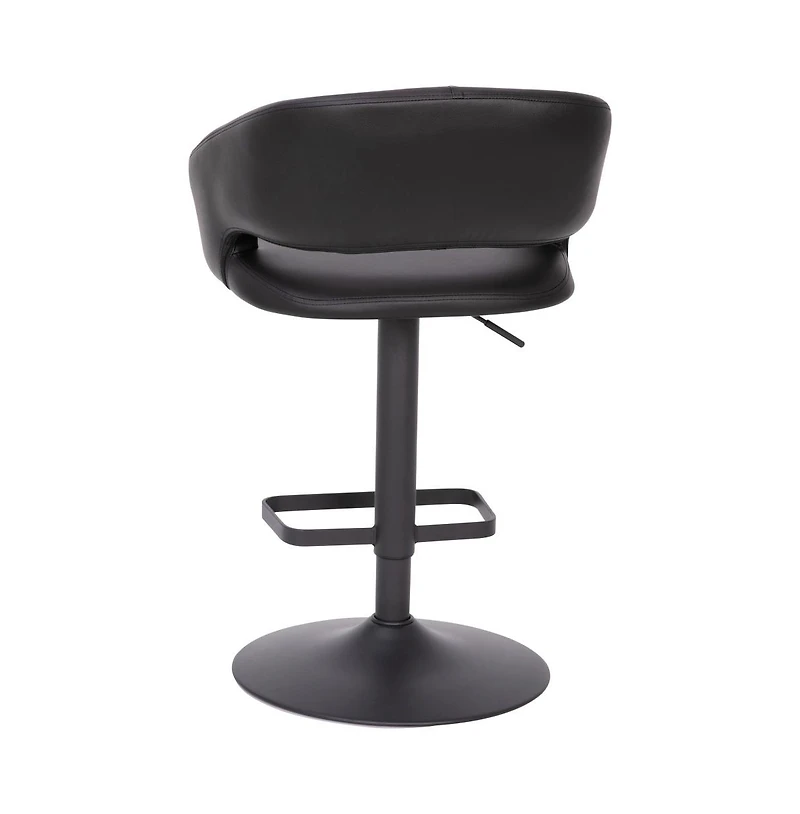 Shae Contemporary Upholstered Adjustable Height Barstool With Rounded, Cutout Mid-Back And Pedestal Base