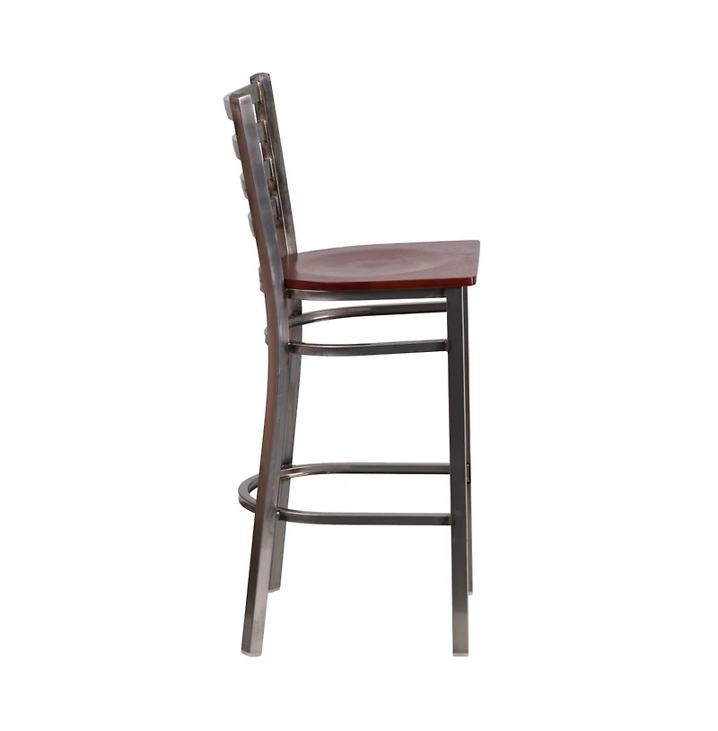 Clear Coated Ladder Back Metal Restaurant Dining Barstool